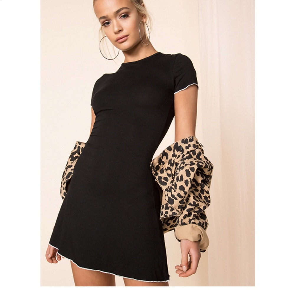 Super Down black jersey trim dress